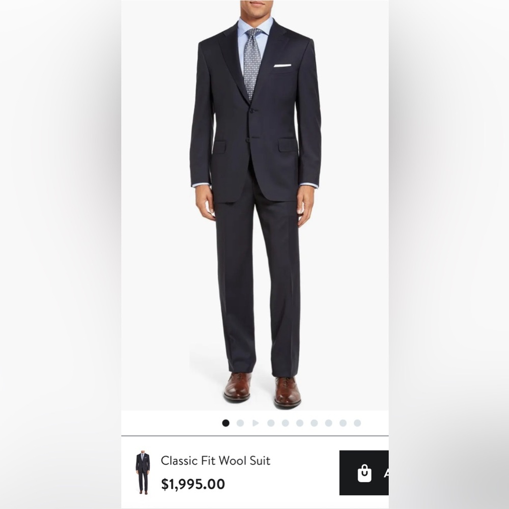 Canali Men's Solid Navy Suit 42R Impeccable Condition